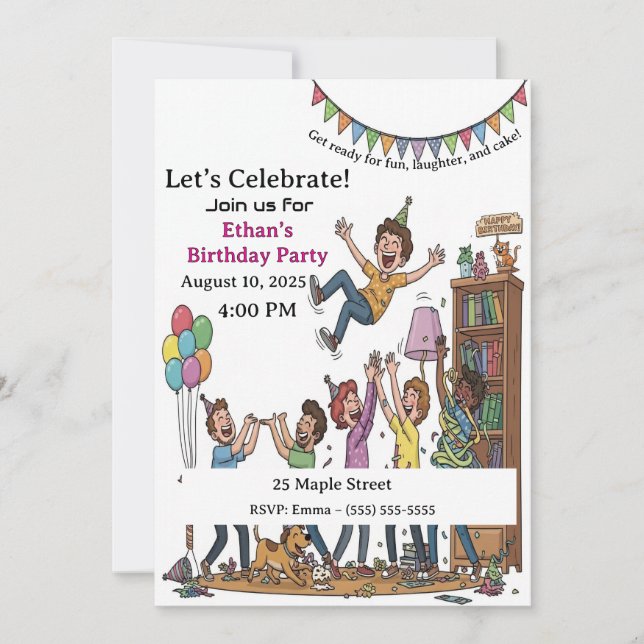 Invitation Fun Kids Party Celebration Personalized Birthday I (Devant)