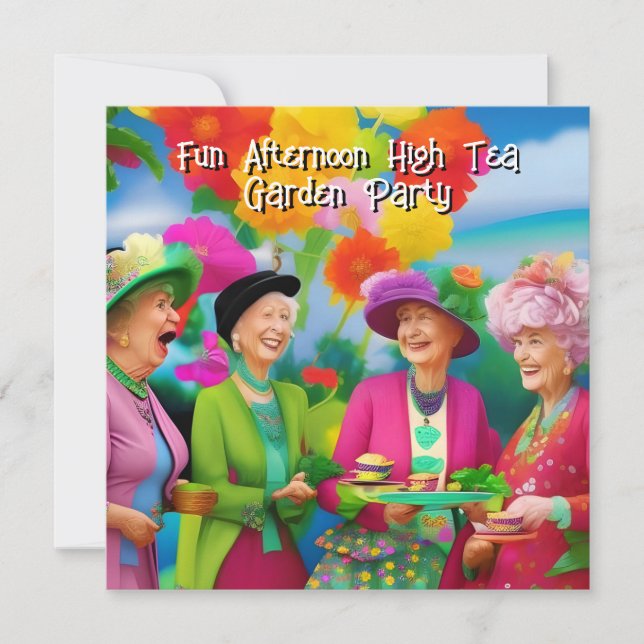 Invitation Fun Ladies Afnoon High Tea Garden Party 5 (Devant)