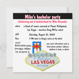 Invitation Fun Las Vegas Bachelor Party