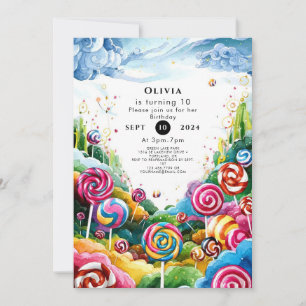 Invitation Fun Lollipop Candyland Anniversaire