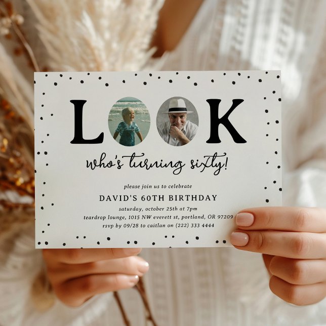 Invitation Fun Look's Who's 60' 2 x photo 60th Birthday (Créateur téléchargé)