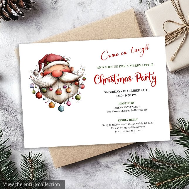 Invitation Fun-Loving Santa Claus Playful Holiday Party  (Fun-Loving Santa Claus Playful Holiday Party Invite)