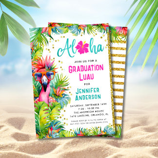 Invitation Fun Lush Tropical Graduation Luau