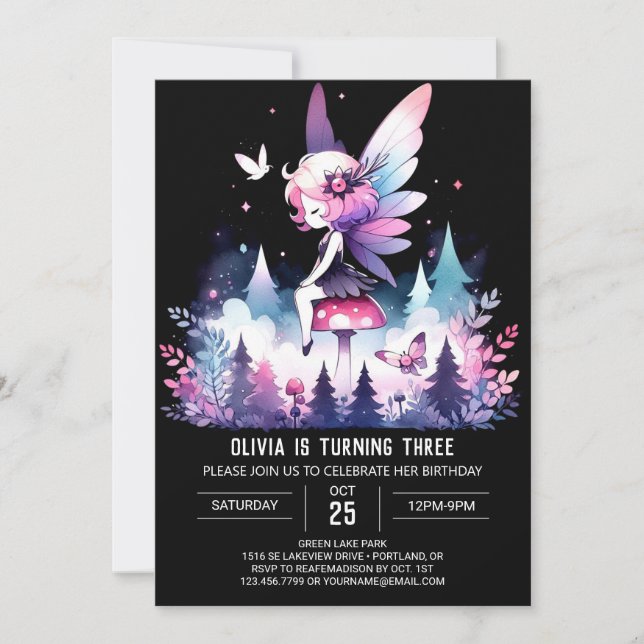Invitation Fun Magique Fairy Anniversaire (Devant)