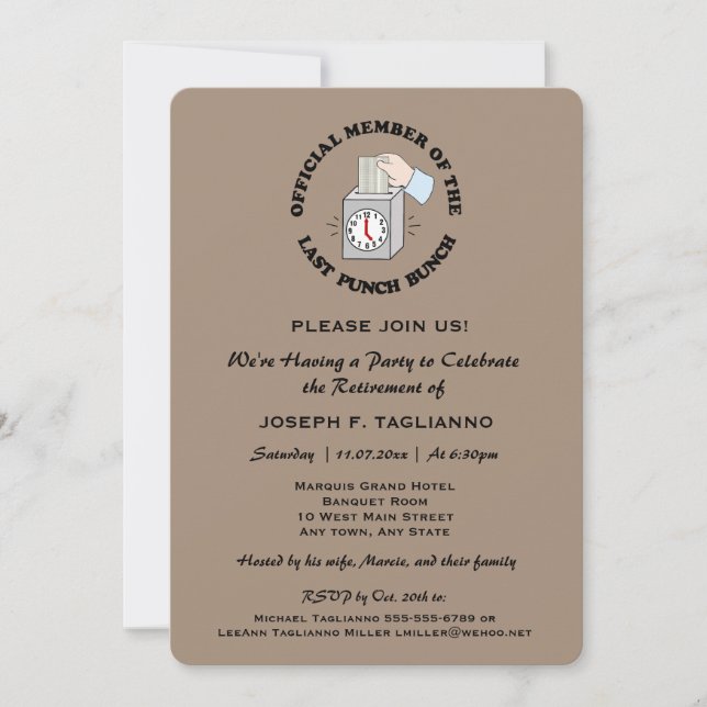 Invitation Fun, mais Classy Retraite Party Choisissez votre c (Devant)