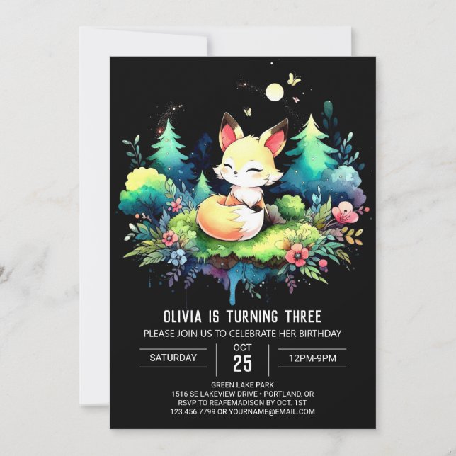 Invitation Fun Majestic Fox Anniversaire numérique (Devant)