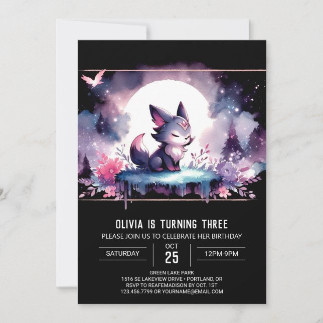 Invitation Fun Majestic Wolf Birthday  (Devant)