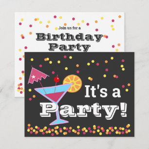 Invitation Fun Martini Umbrella Confetti Anniversaire