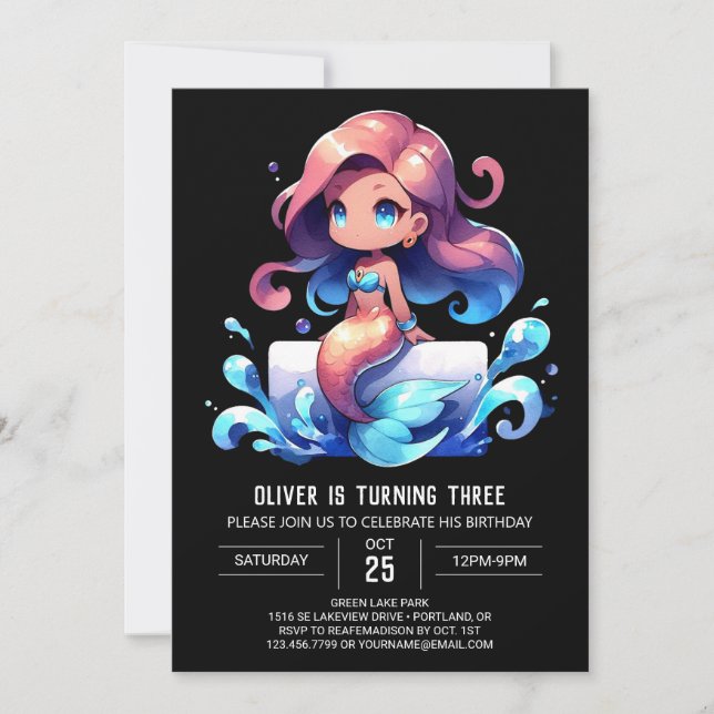 Invitation Fun Mermaid Anniversaire (Devant)