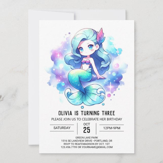 Invitation Fun Mermaid Anniversaire (Devant)