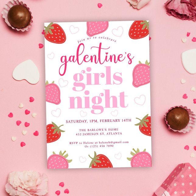 Invitation Fun mignon Fun Girly Fête de la Saint-Galentin (Cute Fun Girly Galentine's Day Party Invitation)