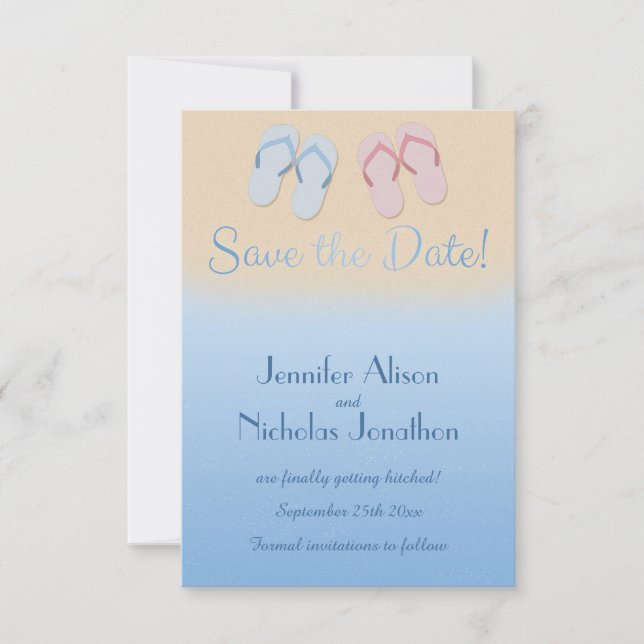 Invitation Fun Modern Beach Flip Flops Sandals Sauvegarder la (Devant)