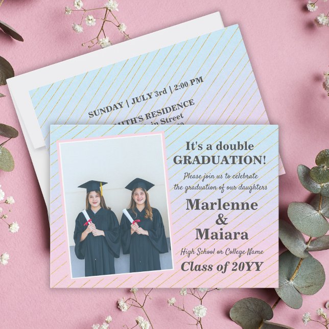 Invitation Fun Modern Twins Graduation (Fun Modern Twins Graduation Invitation
)