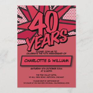 Invitation Fun moderne 40ème anniversaire de Ruby Mariage