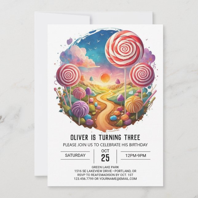 Invitation Fun moderne Lollipop Anniversaire (Devant)