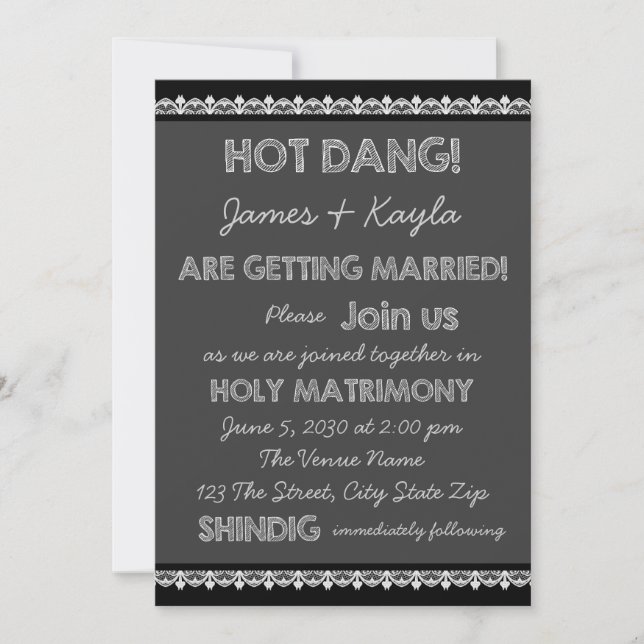Invitation Fun Old School Rustic Chalkboard Mariage campagnar (Devant)