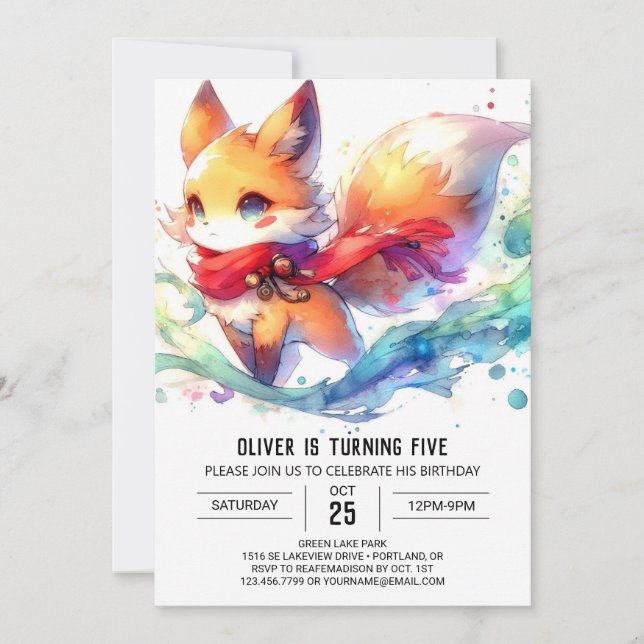 Invitation Fun Online Fox Anniversaire (Devant)
