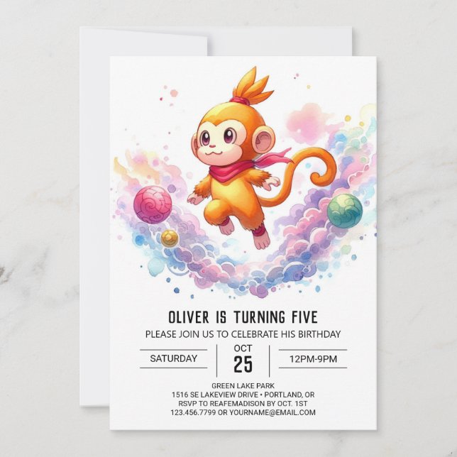 Invitation Fun Online Monkey Anniversaire (Devant)