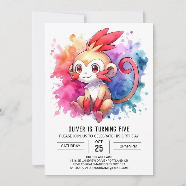 Invitation Fun Online Monkey Anniversaire (Devant)