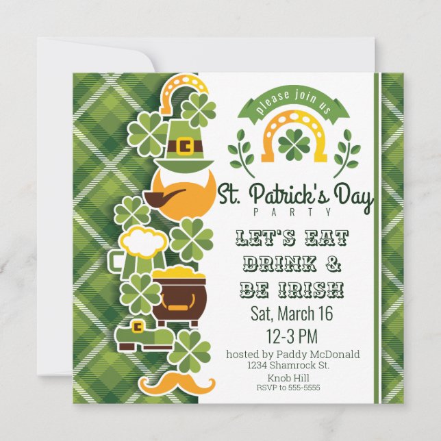 Invitation Fun Papercut St. Patrick's Day Leprechauns Bière (Devant)