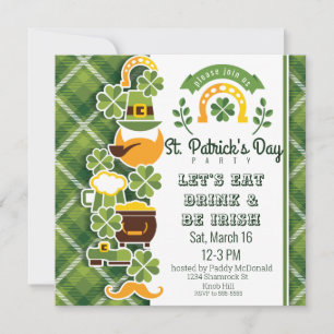 Invitation Fun Papercut St. Patrick's Day Leprechauns Bière