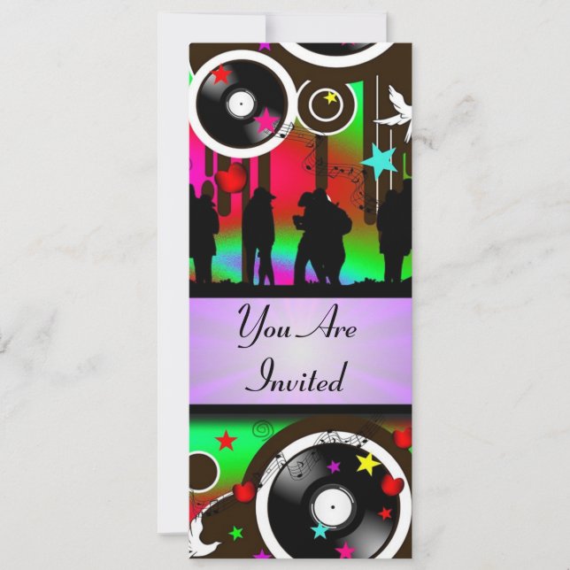 Invitation Fun parti de musique rétro colorée (Devant)
