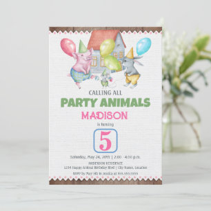 Invitation Fun Party Animal Anniversaire