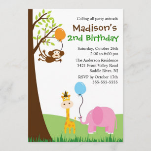 Invitation Fun Party Animaux Safari 1er Anniversaire