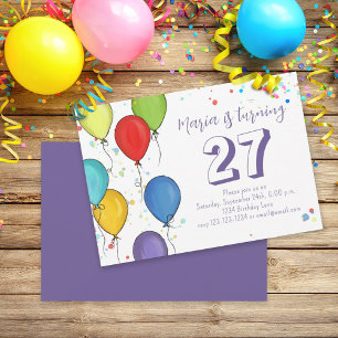 Invitation Fun party d'anniversaire Balloons Confetti