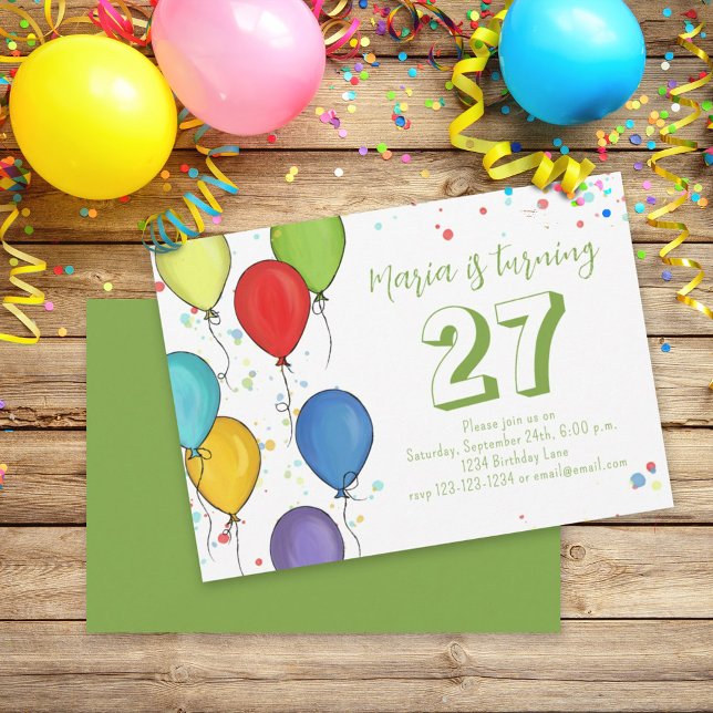 Invitation Fun party d'anniversaire Balloons Confetti (Créateur téléchargé)