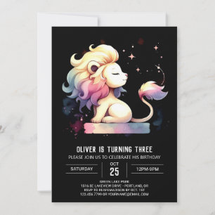 Invitation Fun Pastel Lion Anniversaire