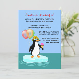 Invitation Fun Penguin fête d'anniversaire