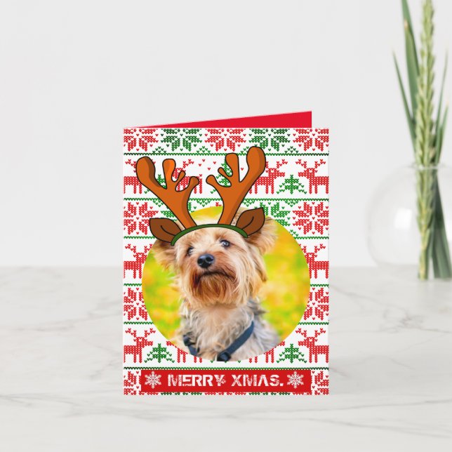 Invitation Fun personnage Xmas animal photo dans le trou (Devant)