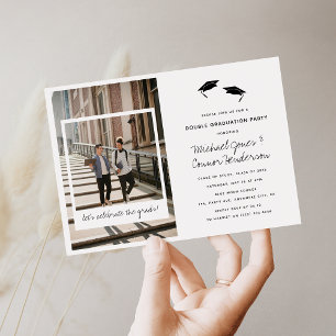 Invitation Fun Photo Collage Double Graduation Party