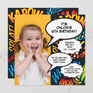 Invitation Fun Photo moderne fête d'anniversaire