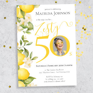 Invitation Fun Photo Zesty Lemon 50th Birthday Party
