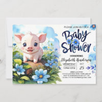 Fun Pig Baby shower Bleu