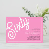 Fun Pink and White Script 60e anniversaire