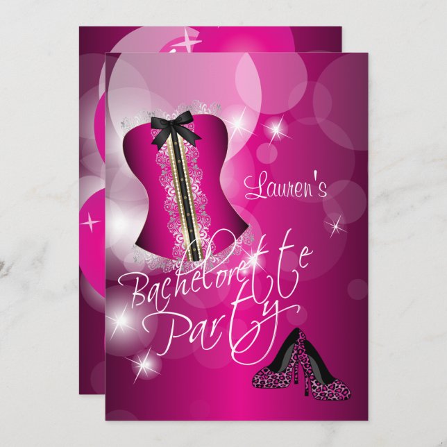 Invitation Fun Pink Bachelorte Party (Devant / Derrière)