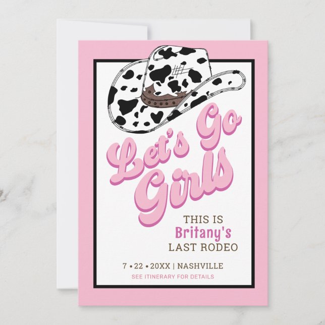 Invitation Fun Pink Let's Go Girls Bachelorette Party (Devant)
