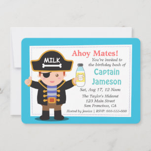 Invitation Fun Pirate Captain Boy Thème Fête d'anniversaire