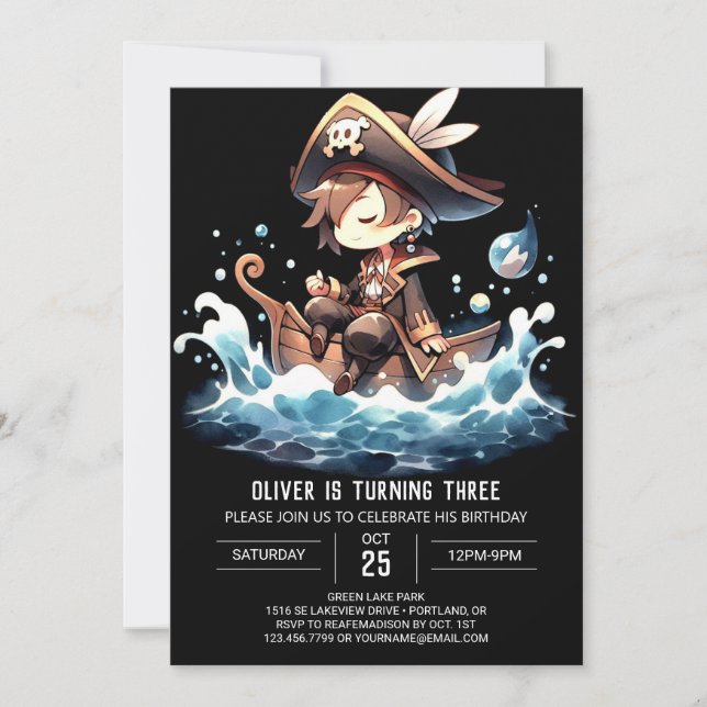 Invitation Fun Pirate Personnalisé Anniversaire (Devant)