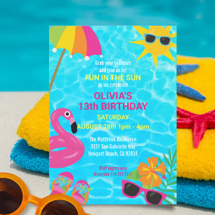 Invitation Fun Pool Party d'été Anniversaire