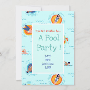 Invitation Fun Pool Party mignon et moderne