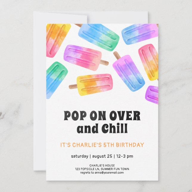 Invitation Fun Popsicle Pop On Over Enfants 5e Anniversaire (Devant)