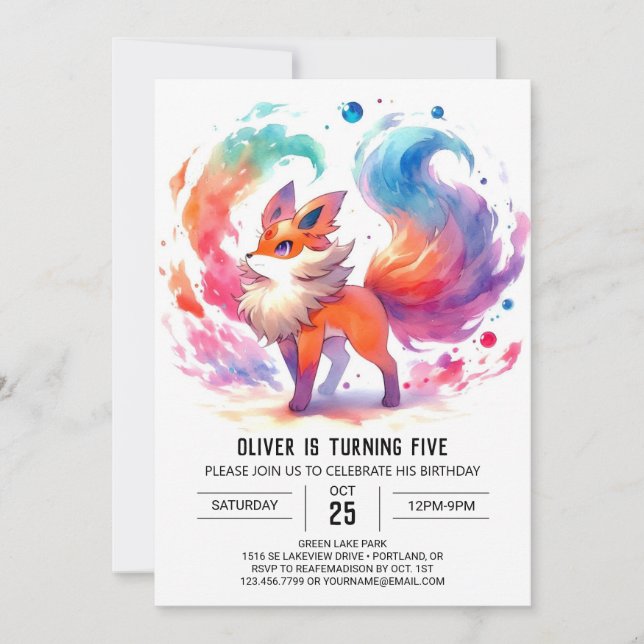 Invitation Fun Printable Renard Anniversaire (Devant)