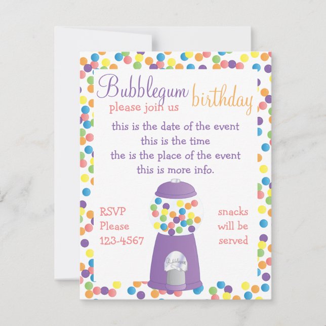 Invitation Fun Purple Gumball Machine (Devant)