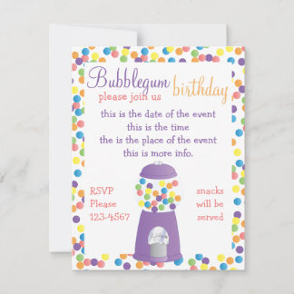 Invitation Fun Purple Gumball Machine
