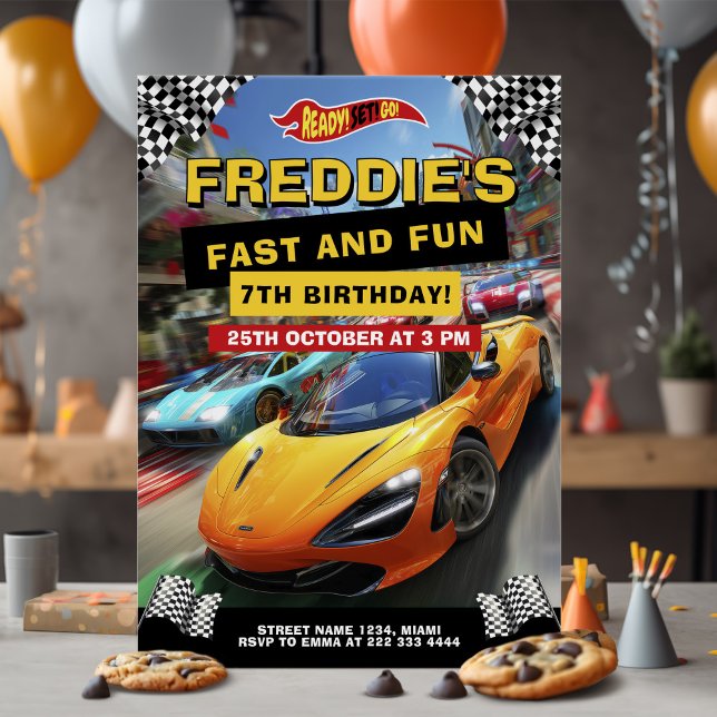 Invitation Fun Race Car fête d'anniversaire (Créateur téléchargé)