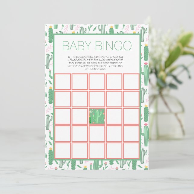 Invitation Fun Retro Cactus Succulent Baby shower Floral (Debout devant)